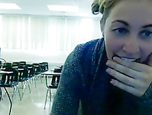 Crazy College Student Plays With Herself In Class During Lunchbreak