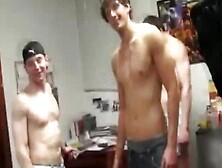 Straight guys play twister naked