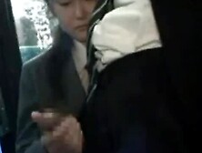 Asian Schoolgirl Gives Handjob On Bus