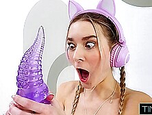 Gamer Slut Freaks Out Over Fat 10+ Inch Dong Stretching Her Pussy With Thea Summers