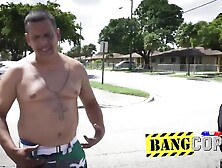 Big ass officers taking down a loaded BBC