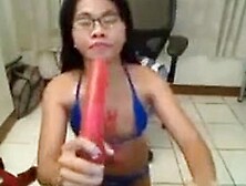 Asian Webcam Girl Sucking Dildo F