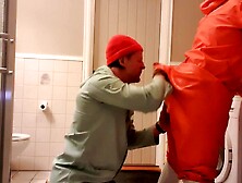 Booty anal drilling and fingering mother I'd like to fuck in rainwear and rubber boots