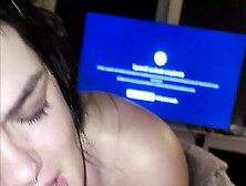 Stepsister Make Footjob For Her Brother,  Then She Suck His Dick Till He Cum To Her Lips