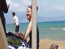 Babe Caught Topless In Agia Marina,  Creta.