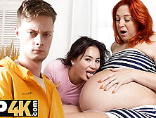 MATURE4K. Cute pregnant belly turned Amelia Ost on and turned out into a threesome