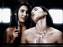 Ellie Luna and Eve Sweet inside a prison in Hentaied lesbian bondage and dildo scenes