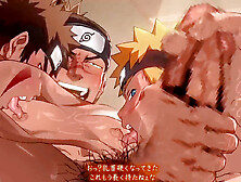 Sensei gets a hot service from Naruto and Kiba in this yaoi anime scene