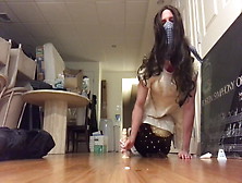 Crossdresser Fucked By Dildo On Floor