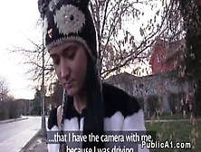 Amateur babe from public can not say no to money