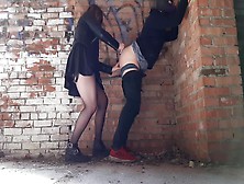 Fucking Guy's Ass In An Abandoned Building (Pegging)