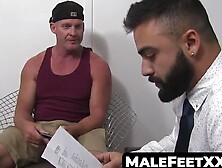 MaleFeetXXX. com - Bearded muscle freak's foot worship session with a stud
