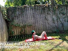 Stripped Sun Tanning In My Backyard