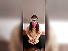 Scuba Mask And Raincoat Breathplay Masturbation