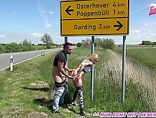 Public sex on the street with a German home-made youngster