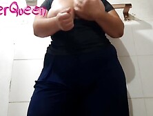 Mamma body worship in water closet