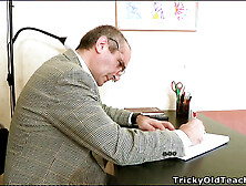 Horny Elder Teacher Fucks Young Brunette Until He Cums All Over Her