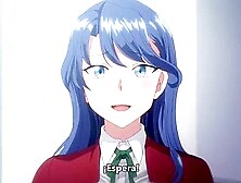 She is made to give a handjob and a blowjob, and then gets penetrated in both holes at the same time and creampied.