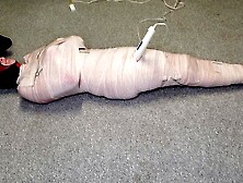 Harley Quinn Wrapped in Layers of Mummification Bondage then Teased with a Wand & made to Jizz