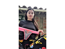 College girl shows off her big tits in the park and her pussy