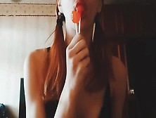 Baby Learns To Lick Gigantic Rods On A Lollipop Before The Lover Comes