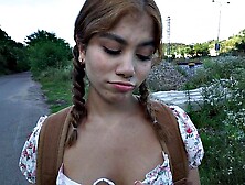 Ponytail Amateur Throating In Outdoor Pov Fuck