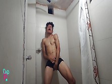 Join The Young Mike To Take A Shower While Touching His Cock