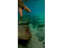 Underwater Freediving Girl