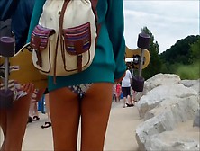 Candid Beach Bikini Butt Ass West Michigan Booty Skateboard