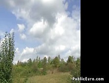 Hot blonde Czech amateur fucks outdoor