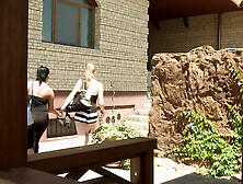 After training,  2 girlfriends are horny and lick each other!