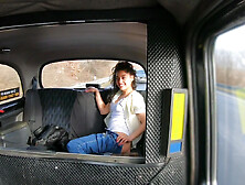 Petite brunette Scartlet Rebel gets fucked in the taxi