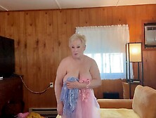 Excited Gilf Tries On Lacey Blue TRANSPARENT Outfit