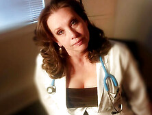 Sexy Mature MILF Doctor Gives Full Exam & Blowjob to Young Man with Curved Cock