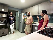 My boyfriend leaves and his ally gets me all sexy and bothered and screws me in the kitchen until this guy cums inside me