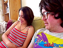 Blue eyed British amateur Susy Blue sucks two hard cocks