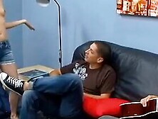 Mina Lee takes 2 huge cocks at college