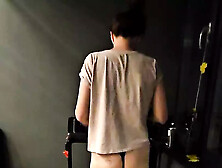 Huge Ass With Dimples Walking On Treadmill In Fullback Panties