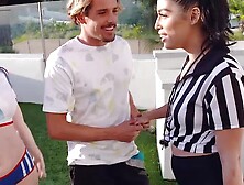 Sporty Teens Covered In White Cum After Hardcore Foursome