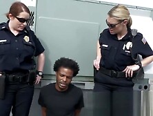 Milf cops chase criminal through green field onto rooftop