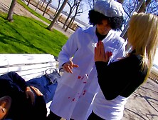 Leo Galvez and Angelica Castro in an outrageous MMF threesome