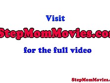 Busty stepmama helps offspring wiht blowjob