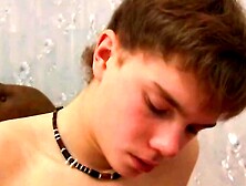 Russian Teen Boy Is All Alone So He Can Jerk Off His Lovely Cock