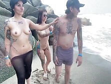 Two Bitches Fucking A Lucky Guy On The Beach 19 Min