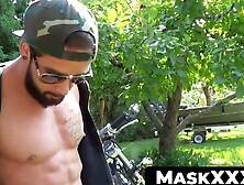 MaskXXX. com - Zack's bearded muscular biker persona gets wild outdoors