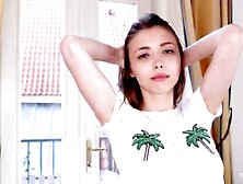 Hawt Brunette hair eighteen Year Old Undresses Undressed and Masturbates