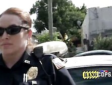 Horny Crime Suspect With Big Cock Prefers To Satisfy These Busty Horny Officers Than Go To Jail Soon