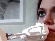 A Redheaded Lesbian Babe Is Making Other Big Breasted Lady Eat Cakes and Fruit
