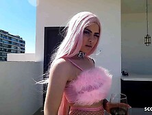 Pink Hair Skinny Latina Teen Penny Unicorn seduce to Old Young Sex at Model Job