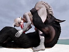 Wolf Girl Fucked By Werewolf On The Beach 1